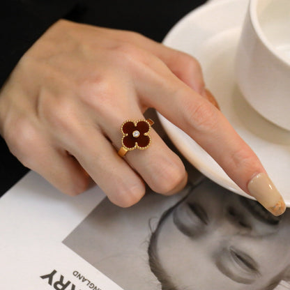 [Marin-Jewelry]CLOVER CARNELIAN RING Marin-Jewelry GOLD DIAMOND