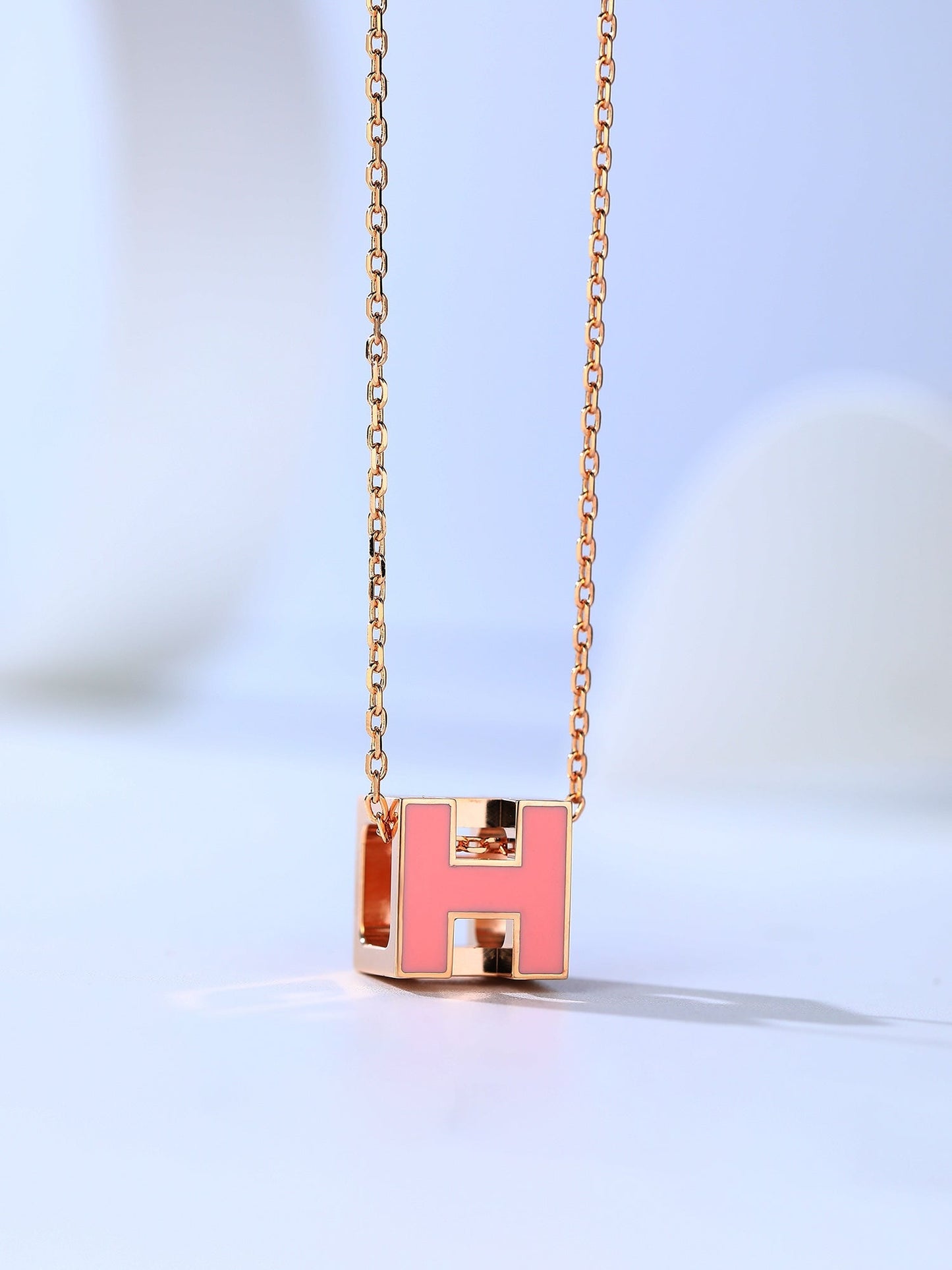 [Marin-Jewelry]H CAGE PINK GOLD NECKLACE