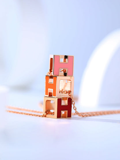 [Marin-Jewelry]H CAGE PINK GOLD NECKLACE