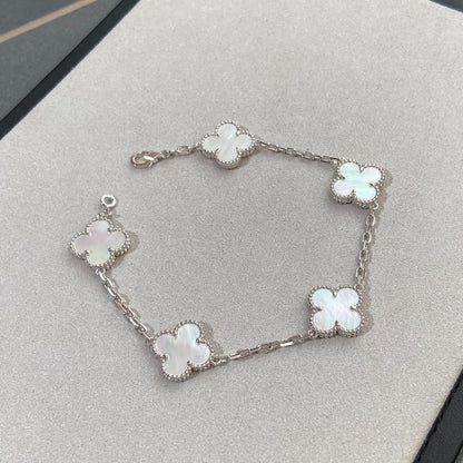 [Marin-Jewelry]CLOVER WHITE PEARL MOP 5 MOTIF BRACELET COLLECTION