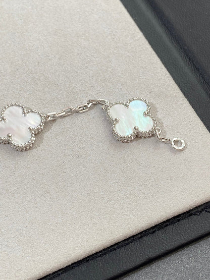 [Marin-Jewelry]CLOVER WHITE PEARL MOP 5 MOTIF BRACELET COLLECTION