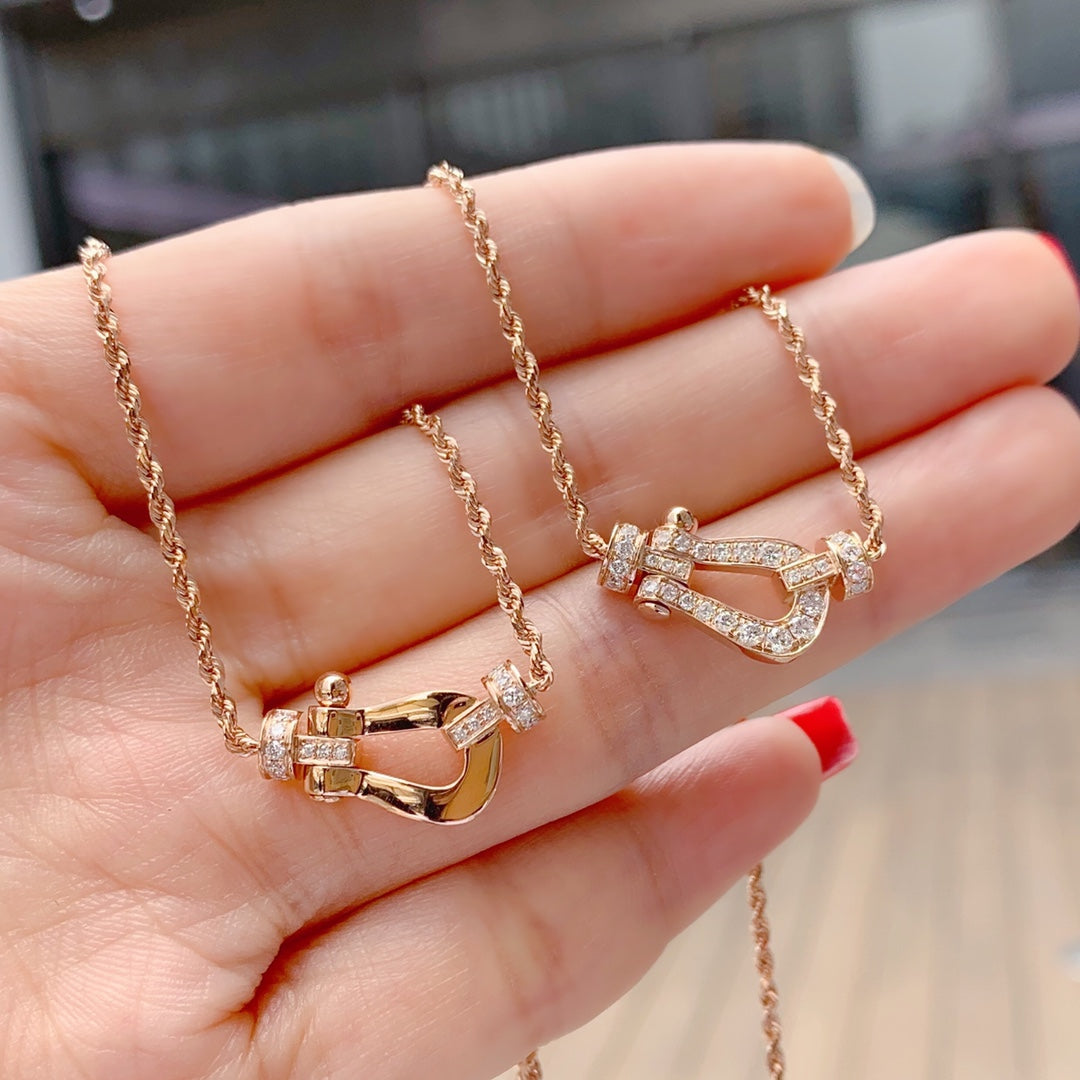 [Marin-Jewelry]FORCE 10 PINK GOLD DIAMOND NECKLACE