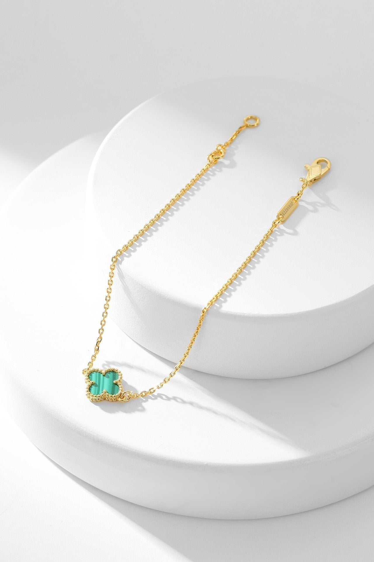 [Marin-Jewelry]CLOVER BRACELET MALACHITE 1 MOTIF
