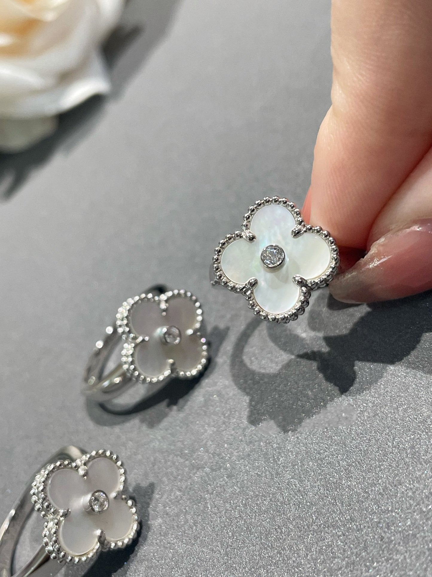 [Marin-Jewelry]CLOVER SILVER MOP DIAMOND RING