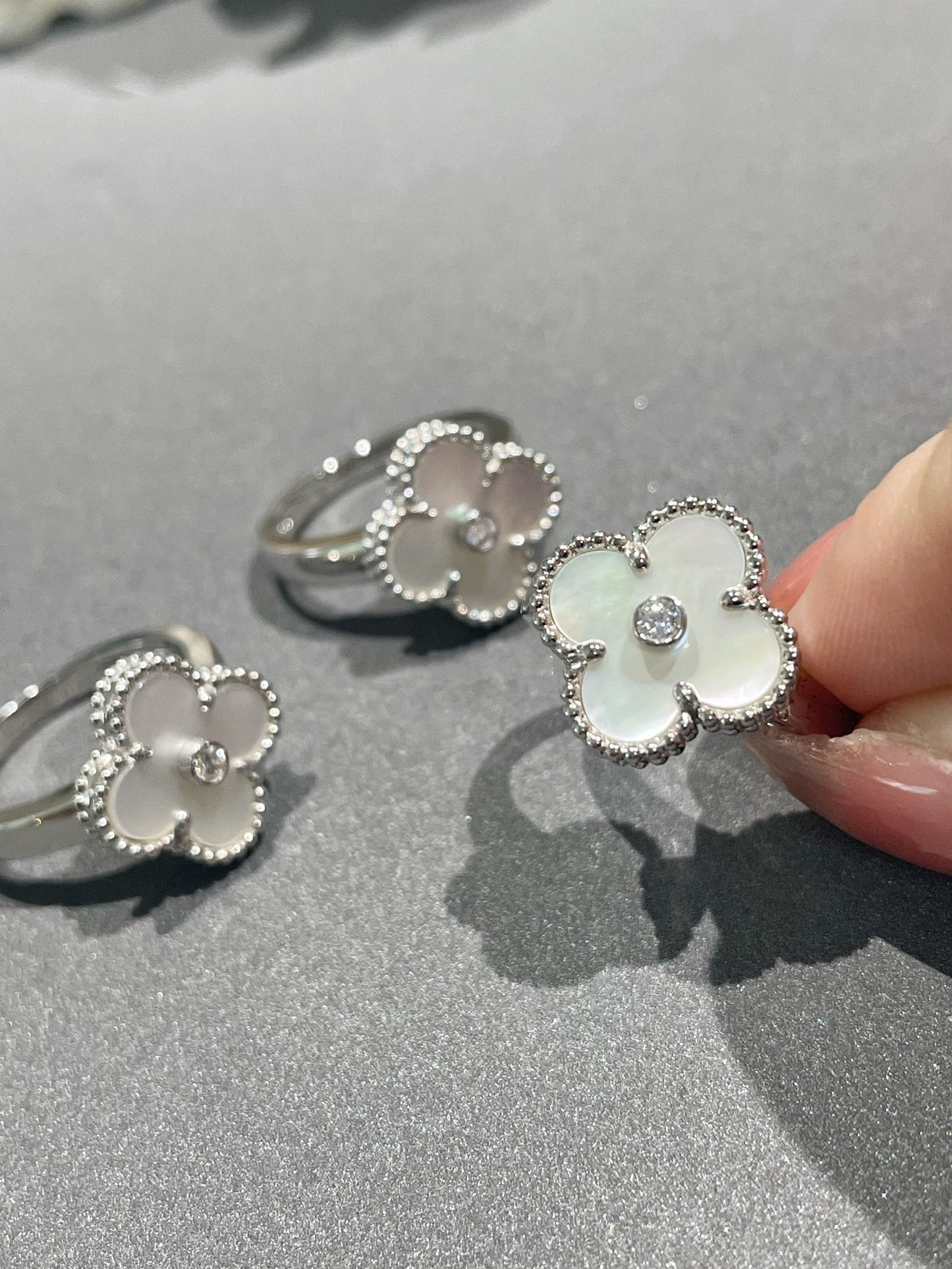[Marin-Jewelry]CLOVER SILVER MOP DIAMOND RING