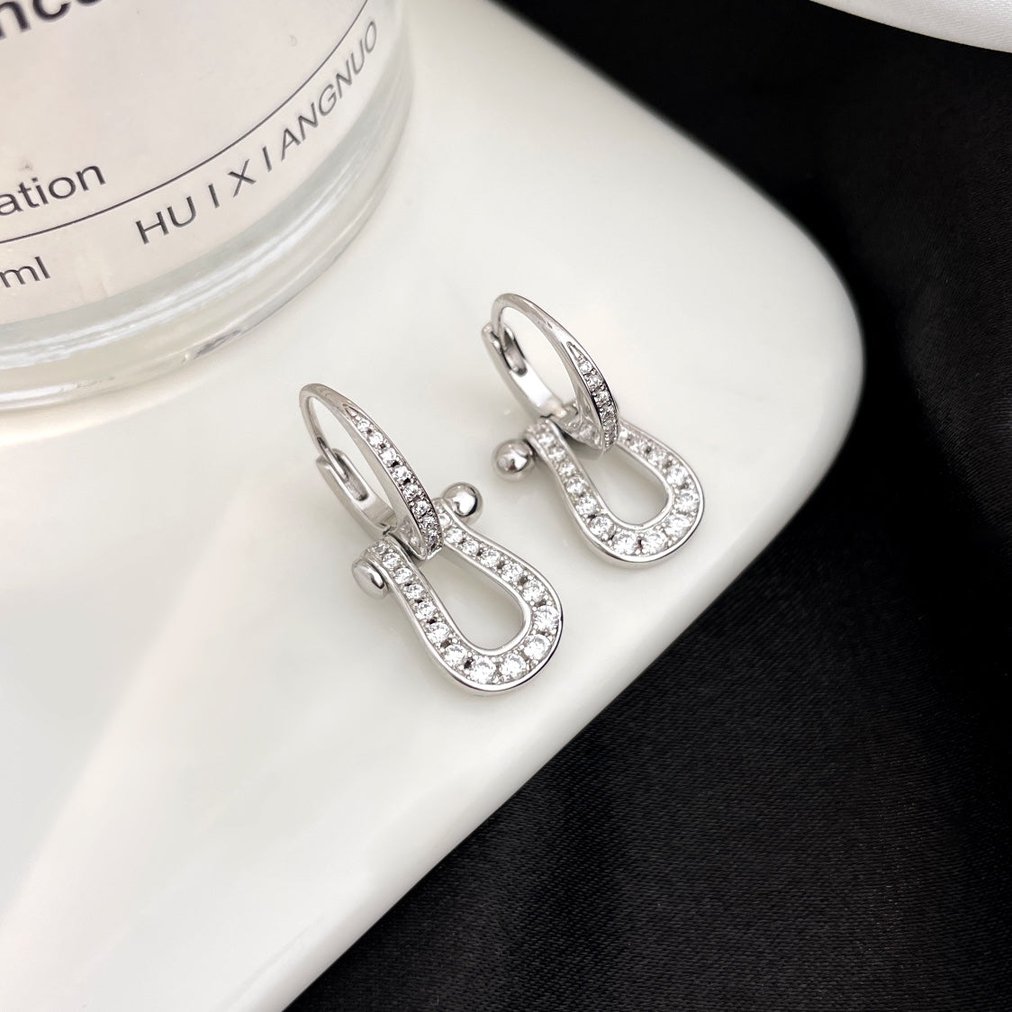 [Marin-Jewelry]FORCE 10 FULL DIAMOND DROP EARRINGS MEDIUM MODEL