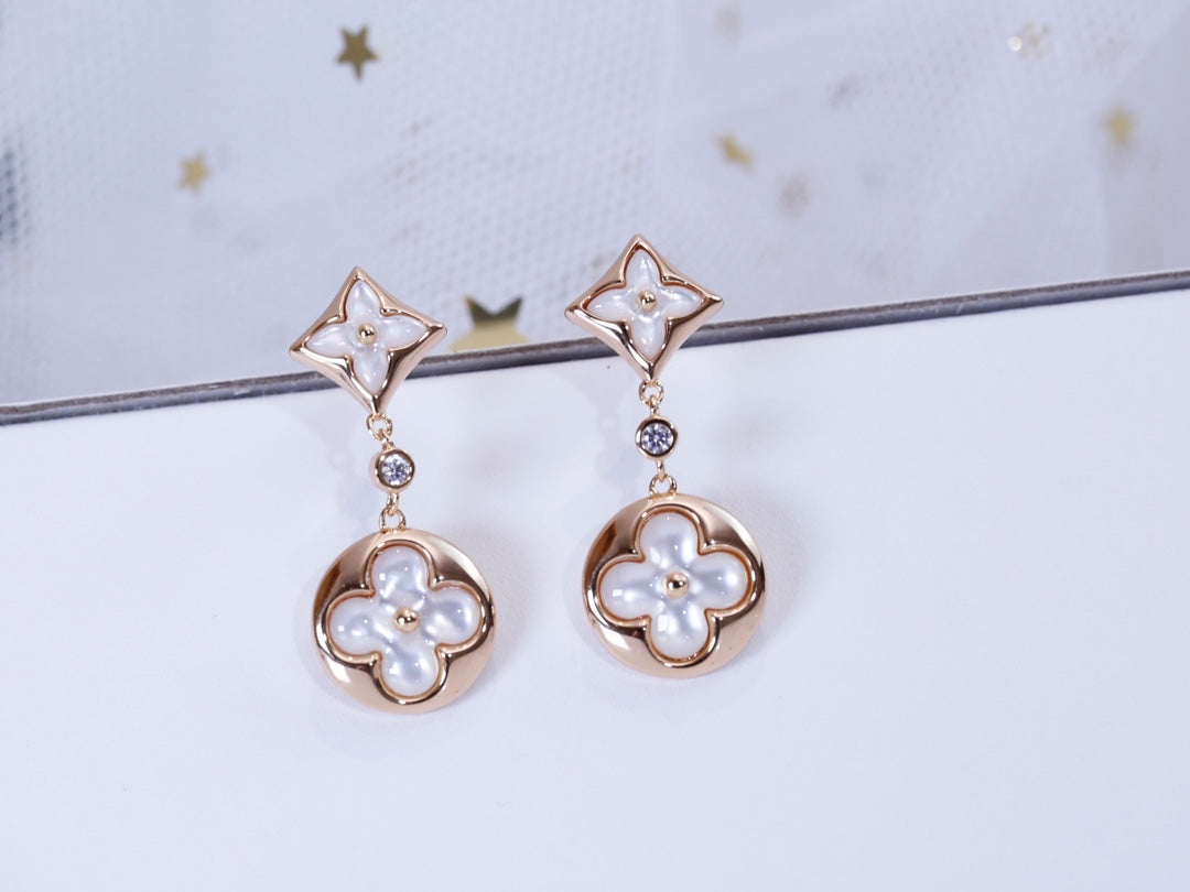 [Marin-Jewelry]STAR AND SUN PINK GOLD MOP DROP EARRINGS