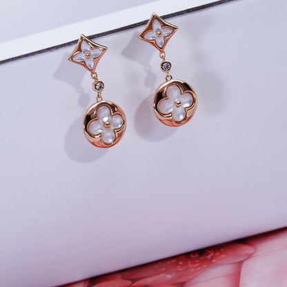 [Marin-Jewelry]STAR AND SUN PINK GOLD MOP DROP EARRINGS