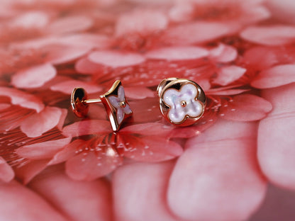 [Marin-Jewelry]STAR AND SUN PINK GOLD MOP STUD EARRINGS