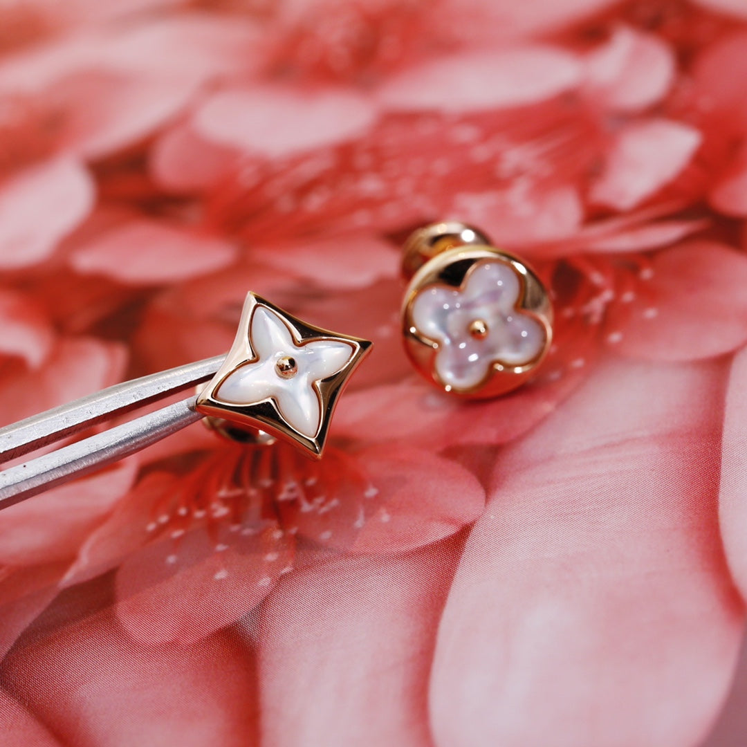 [Marin-Jewelry]STAR AND SUN PINK GOLD MOP STUD EARRINGS