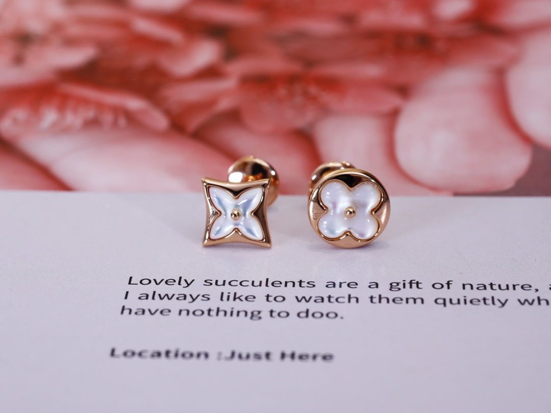 [Marin-Jewelry]STAR AND SUN PINK GOLD MOP STUD EARRINGS