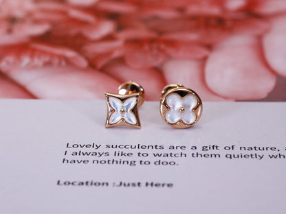 [Marin-Jewelry]STAR AND SUN PINK GOLD MOP STUD EARRINGS