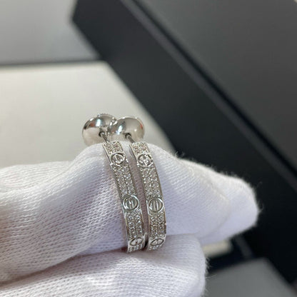 [Marin-Jewelry]LOVE DIAMOND SILVER HOOP EARRINGS
