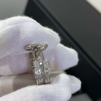[Marin-Jewelry]LOVE DIAMOND SILVER HOOP EARRINGS