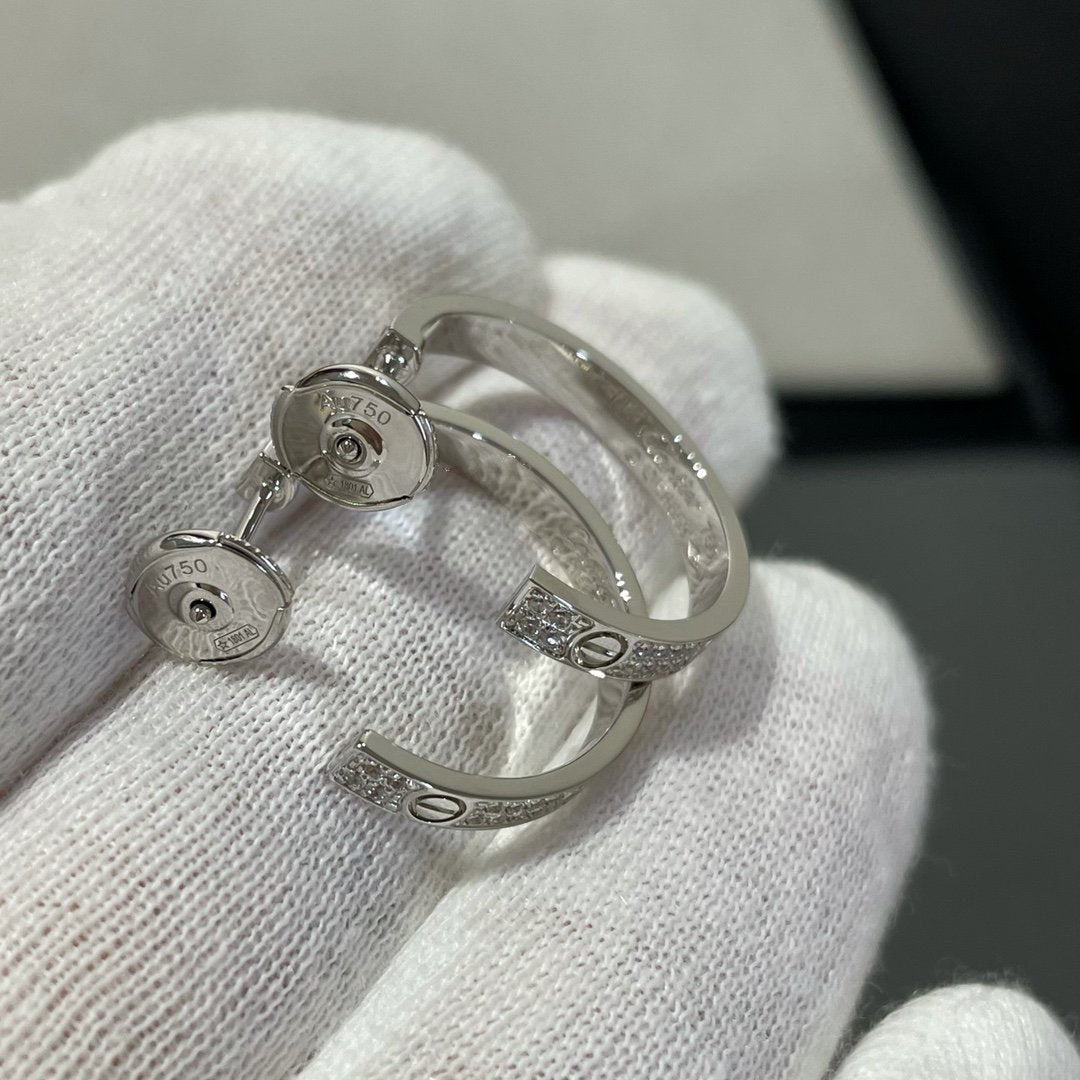 [Marin-Jewelry]LOVE DIAMOND SILVER HOOP EARRINGS