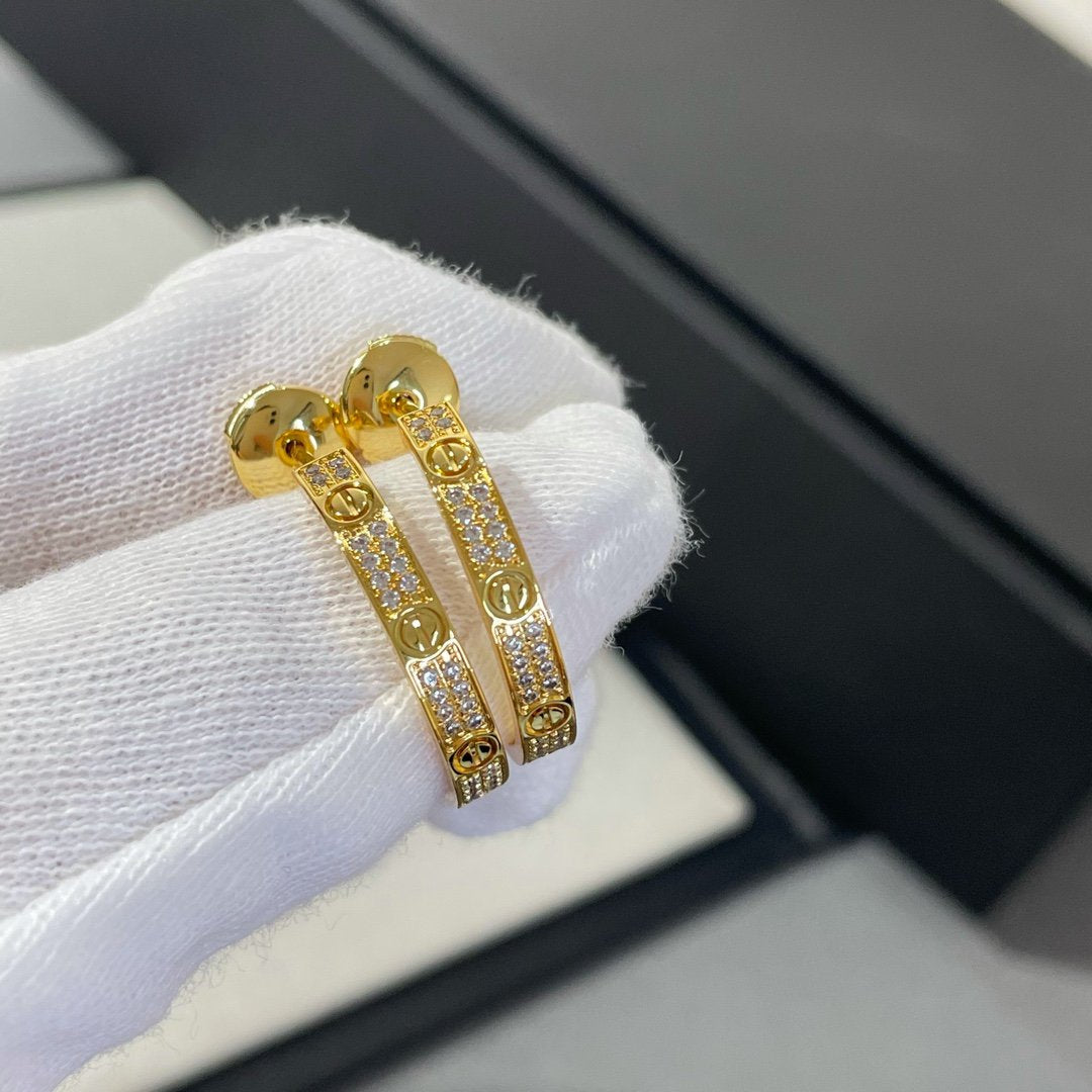 [Marin-Jewelry]LOVE DIAMOND GOLD HOOP EARRINGS