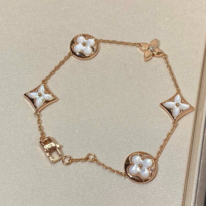 [Marin-Jewelry]STAR AND SUN 5 MOTIF MOP PINK GOLD BRACELET