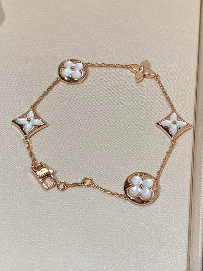 [Marin-Jewelry]STAR AND SUN 5 MOTIF MOP PINK GOLD BRACELET