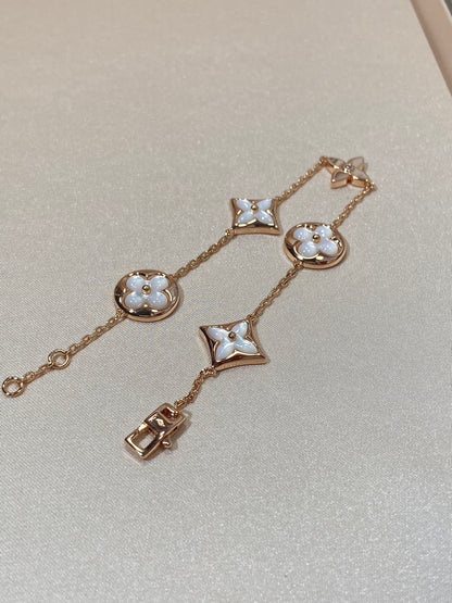 [Marin-Jewelry]STAR AND SUN 5 MOTIF MOP PINK GOLD BRACELET