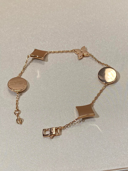 [Marin-Jewelry]STAR AND SUN 5 MOTIF MOP PINK GOLD BRACELET