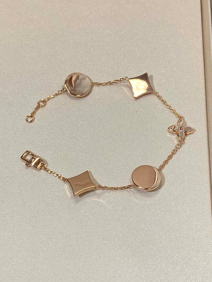 [Marin-Jewelry]STAR AND SUN 5 MOTIF MOP PINK GOLD BRACELET