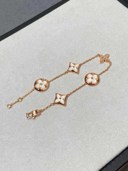 [Marin-Jewelry]STAR AND SUN 5 MOTIF MOP PINK GOLD BRACELET