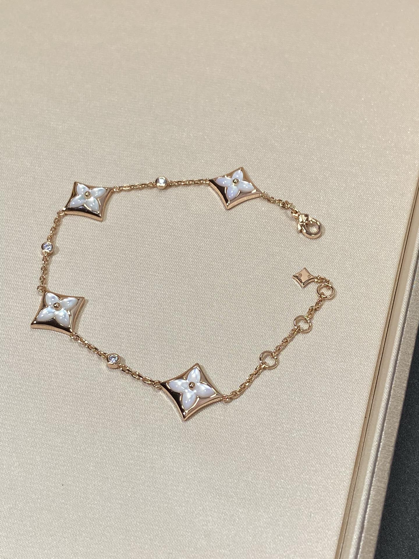 [Marin-Jewelry]STAR 4 MOTIF MOP DIAMOND PINK GOLD BRACELET