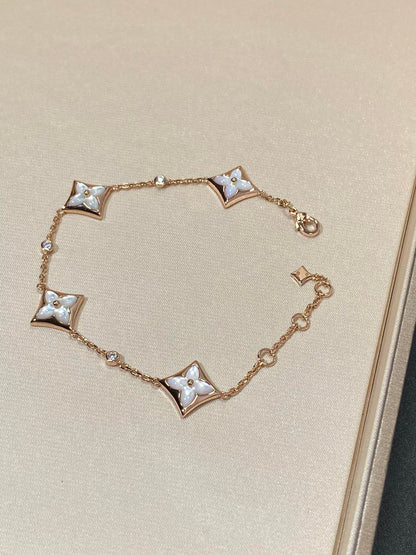 [Marin-Jewelry]STAR 4 MOTIF MOP DIAMOND PINK GOLD BRACELET