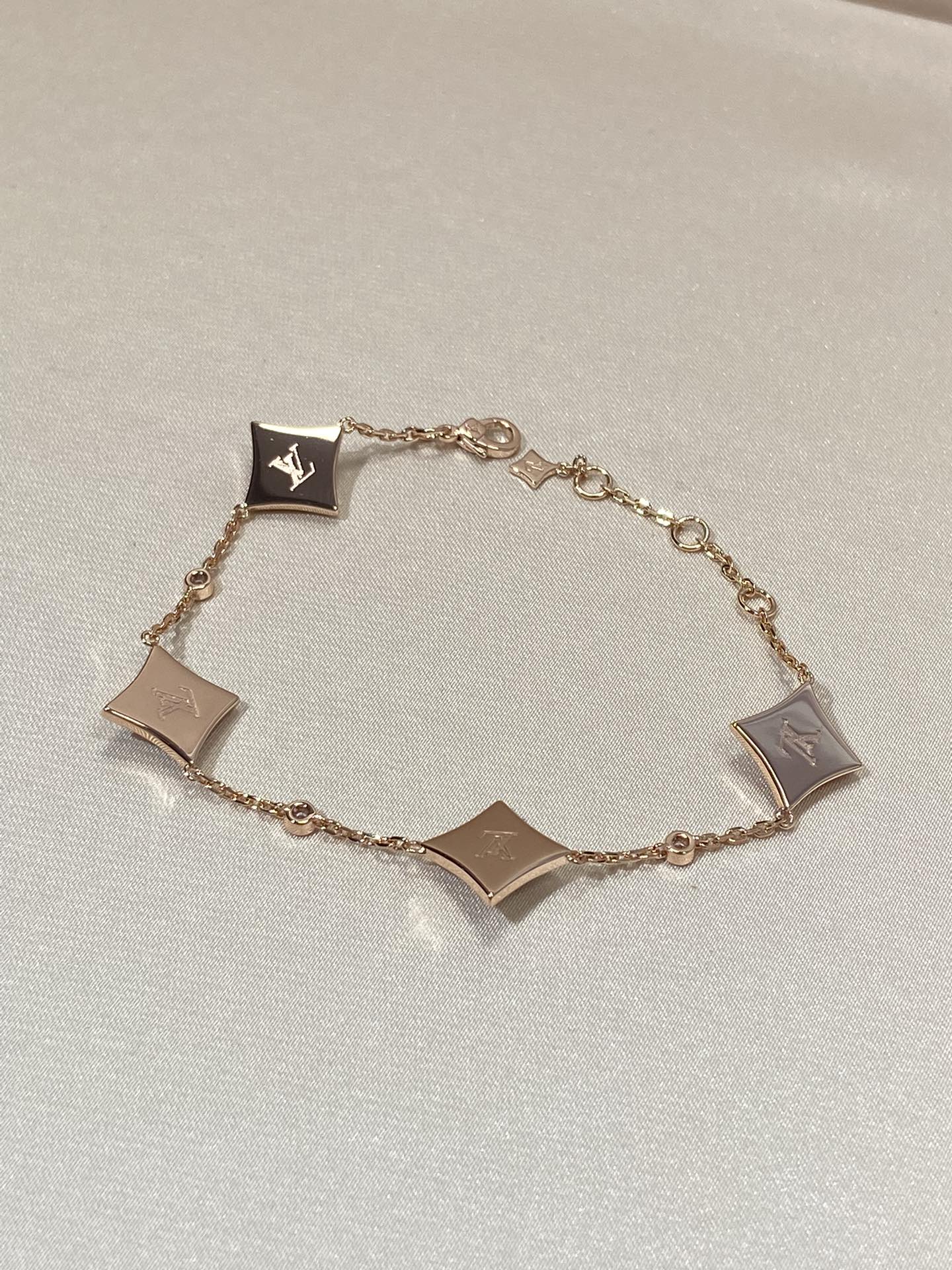 [Marin-Jewelry]STAR 4 MOTIF MOP DIAMOND PINK GOLD BRACELET