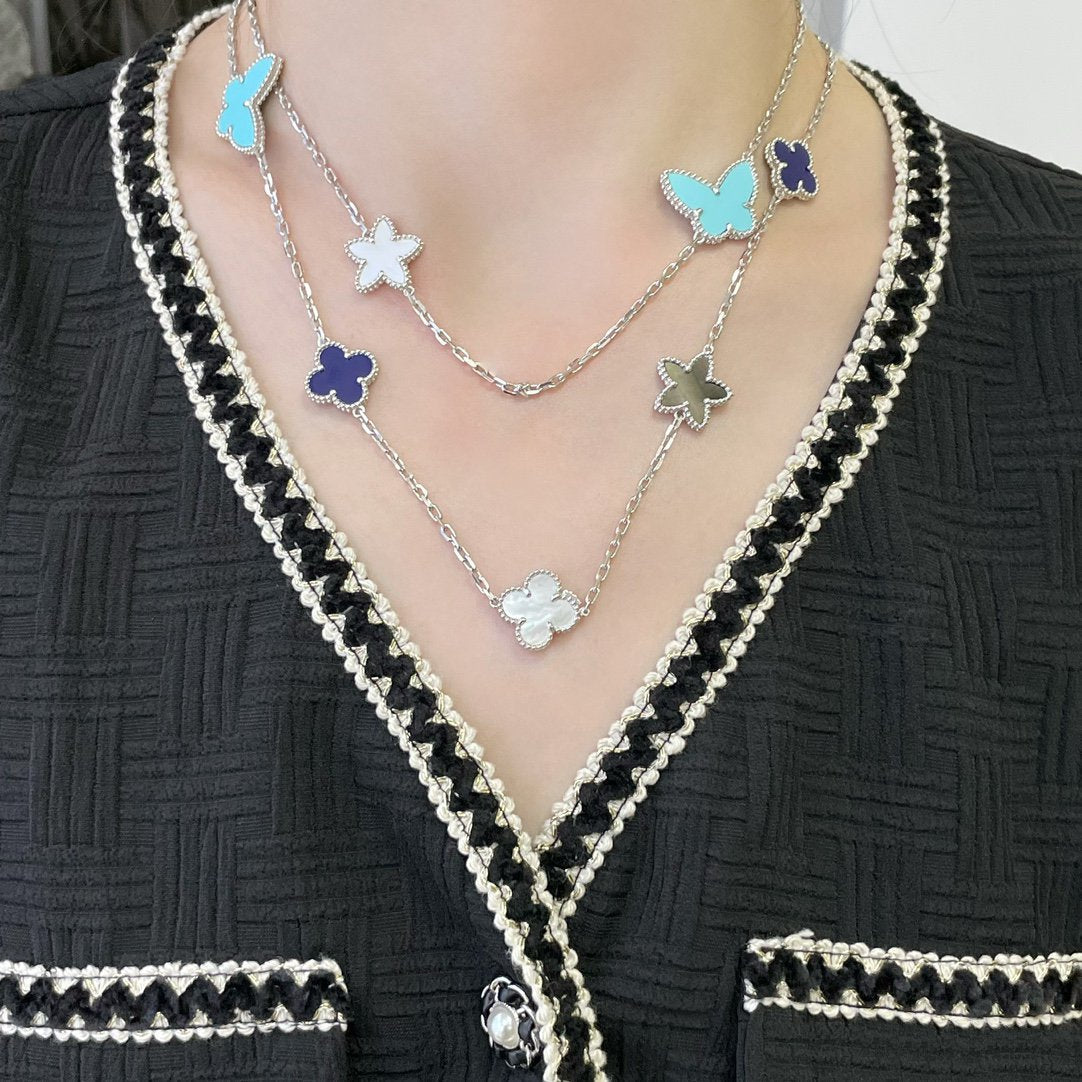 [Marin-Jewelry]LUCKY CLOVER SILVER 11 MOTIF NECKLACE