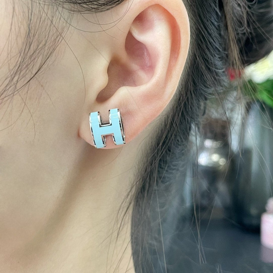 [Marin-Jewelry]POP H SKY BLUE STUD EARRINGS