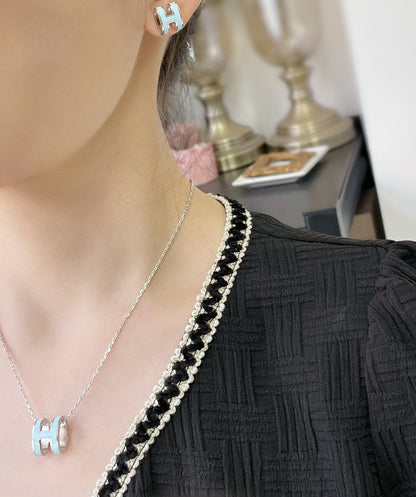 [Marin-Jewelry]POP H SKY BLUE STUD EARRINGS