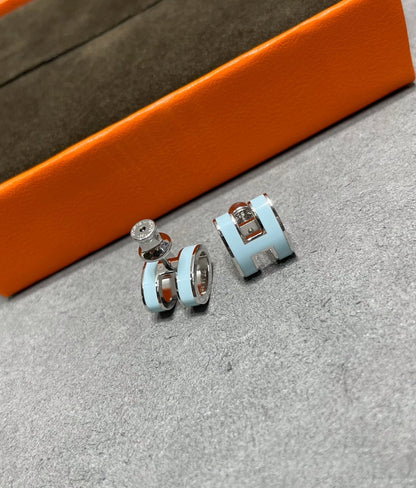 [Marin-Jewelry]POP H SKY BLUE STUD EARRINGS
