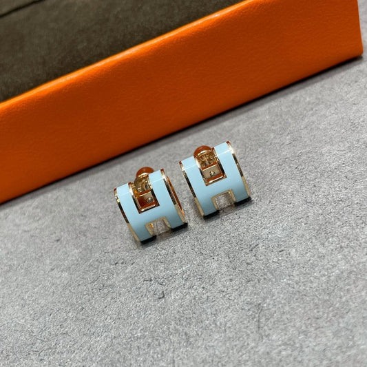 [Marin-Jewelry]POP H SKY BLUE STUD EARRINGS