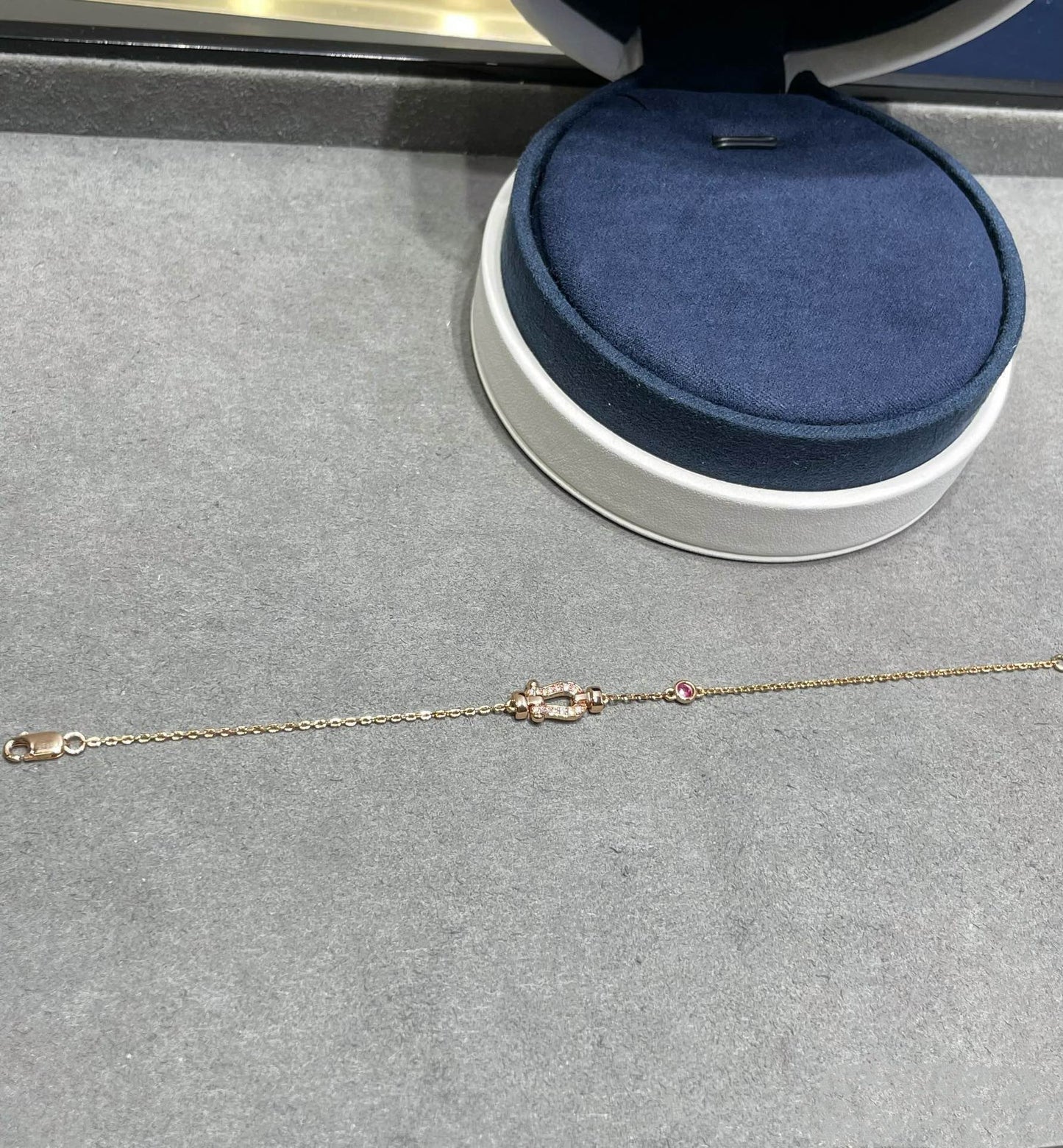[Marin-Jewelry]FORCE 10 DIAMOND CHAIN LINK PINK GOLD BRACELET