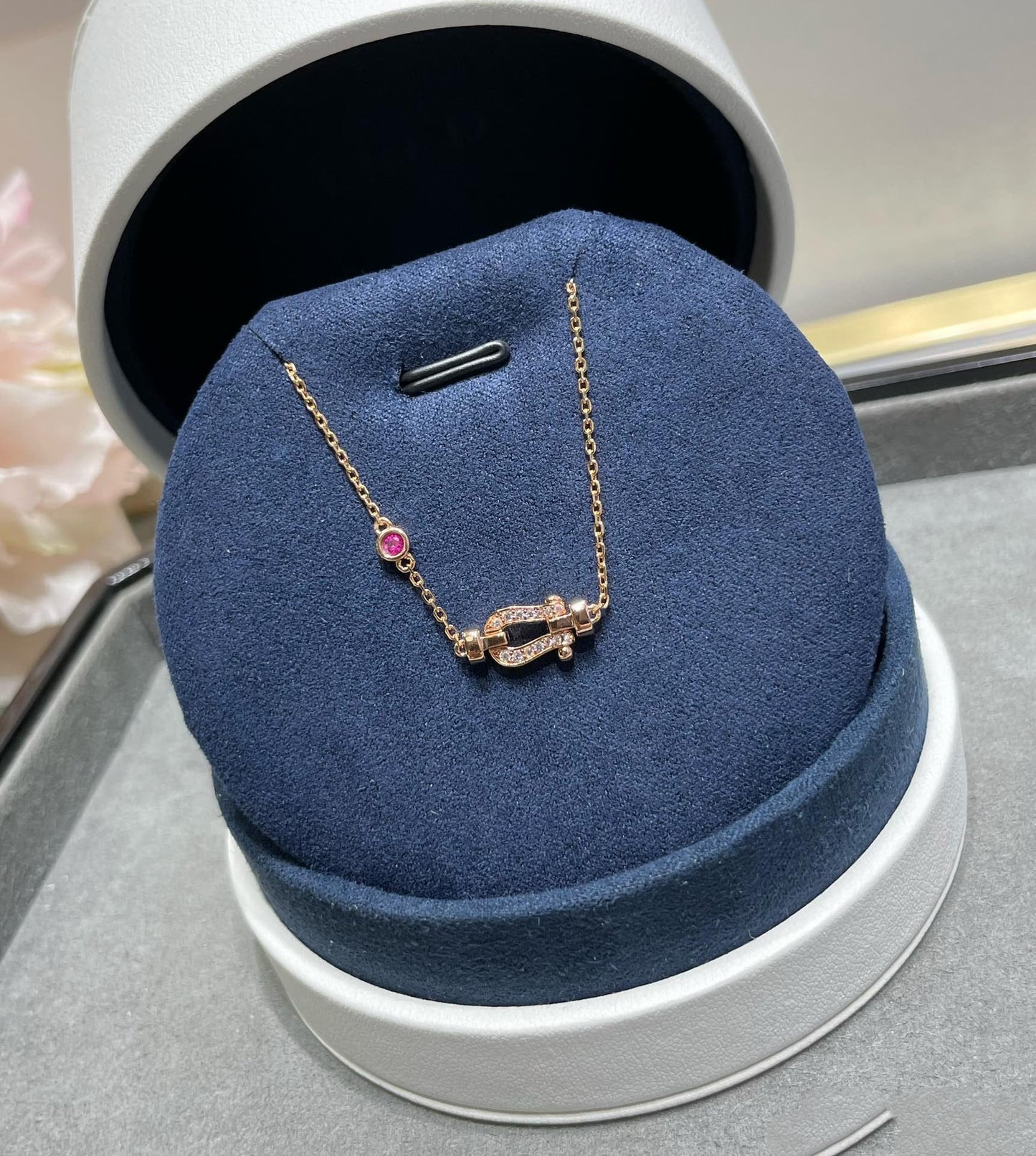 [Marin-Jewelry]FORCE 10 DIAMOND CHAIN LINK PINK GOLD BRACELET