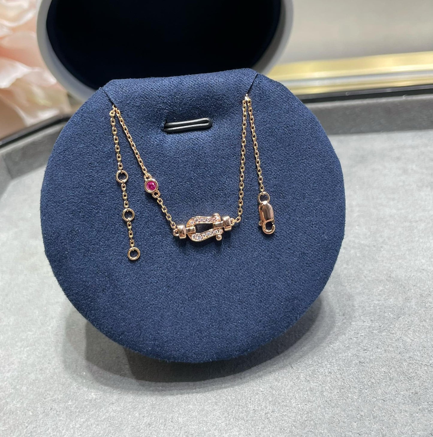 [Marin-Jewelry]FORCE 10 DIAMOND CHAIN LINK PINK GOLD BRACELET