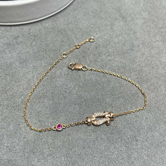 [Marin-Jewelry]FORCE 10 DIAMOND CHAIN LINK PINK GOLD BRACELET