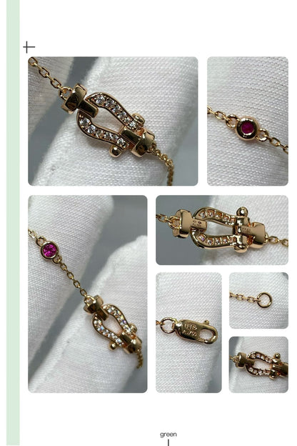 [Marin-Jewelry]FORCE 10 DIAMOND CHAIN LINK PINK GOLD BRACELET