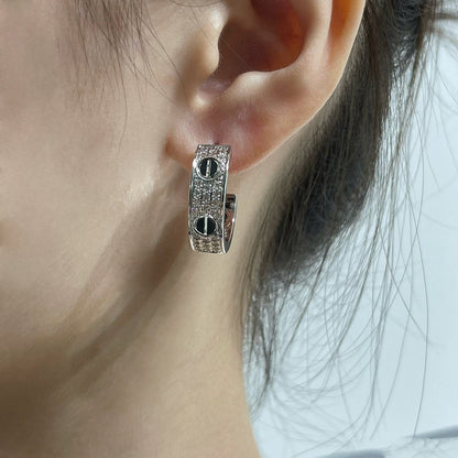 [Marin-Jewelry]LOVE CERAMIC DIAMOND PAVED SILVER EARRINGS