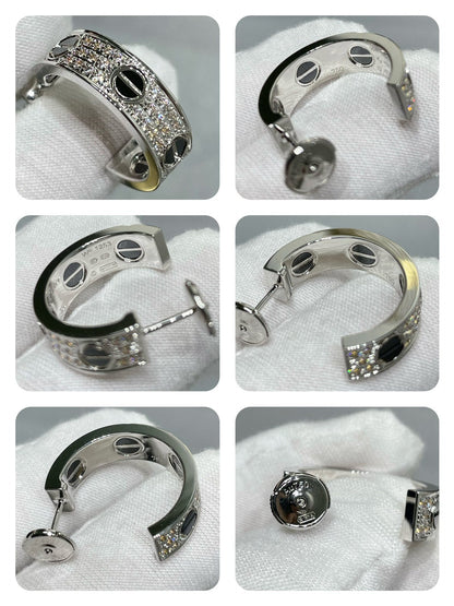 [Marin-Jewelry]LOVE CERAMIC DIAMOND PAVED SILVER EARRINGS