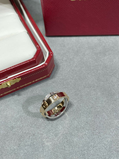 [Marin-Jewelry]LOVE PINK GOLD SILVER DIAMOND DOUBLE RING