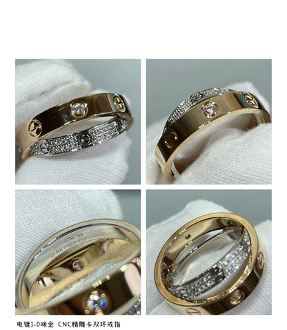 [Marin-Jewelry]LOVE PINK GOLD SILVER DIAMOND DOUBLE RING