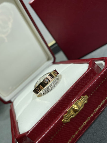 [Marin-Jewelry]LOVE PINK GOLD SILVER DIAMOND DOUBLE RING