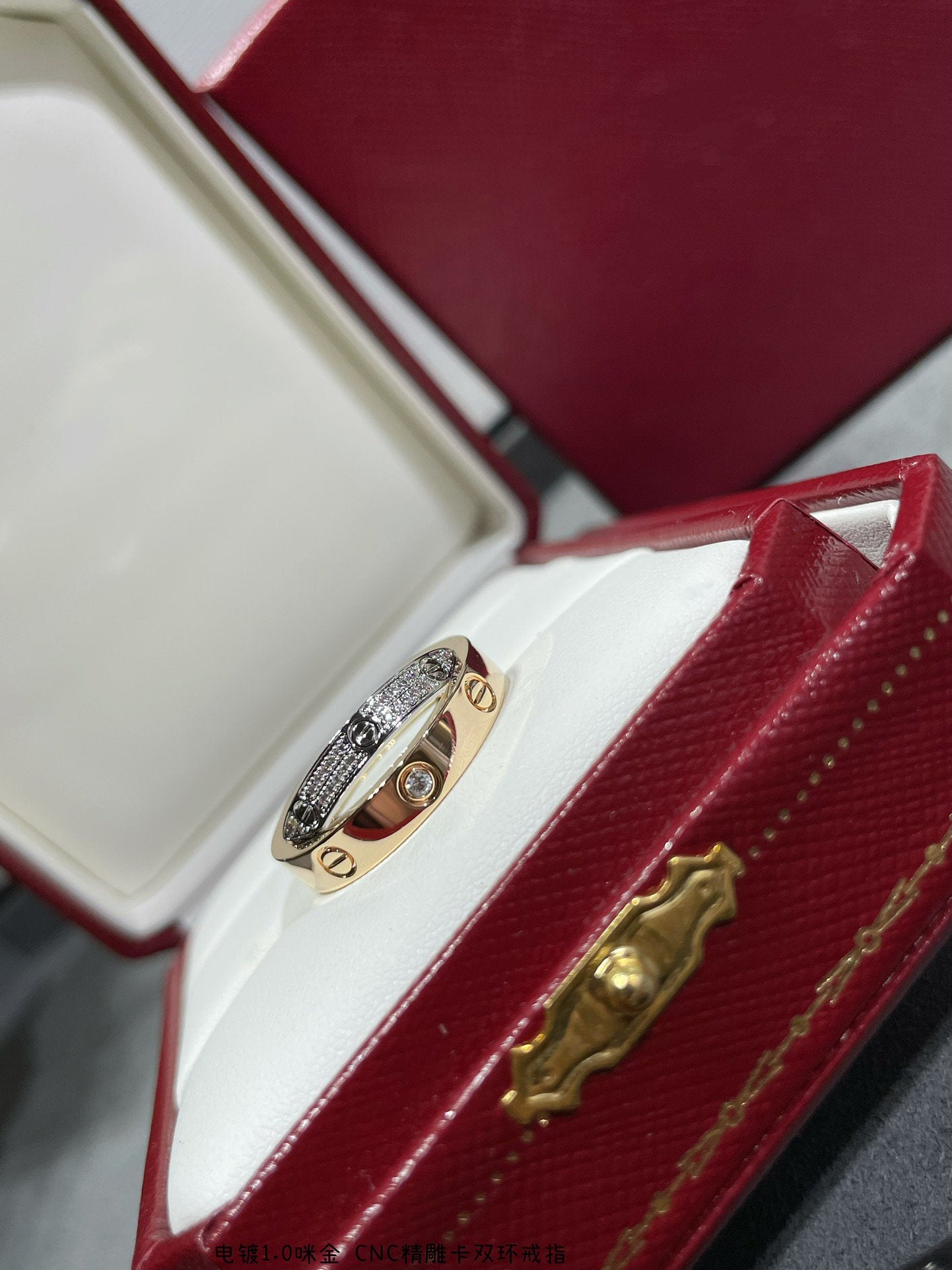 [Marin-Jewelry]LOVE PINK GOLD SILVER DIAMOND DOUBLE RING