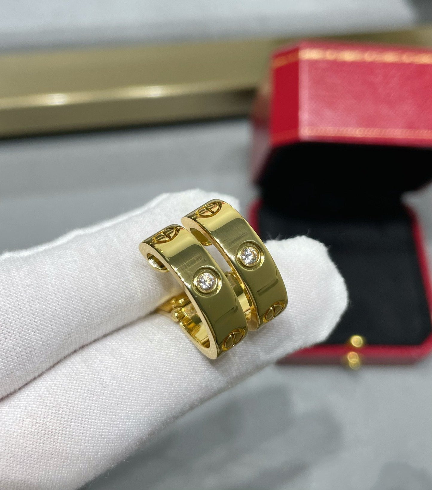 [Marin-Jewelry]LOVE 5.5MM 1 DIAMOND EARRINGS