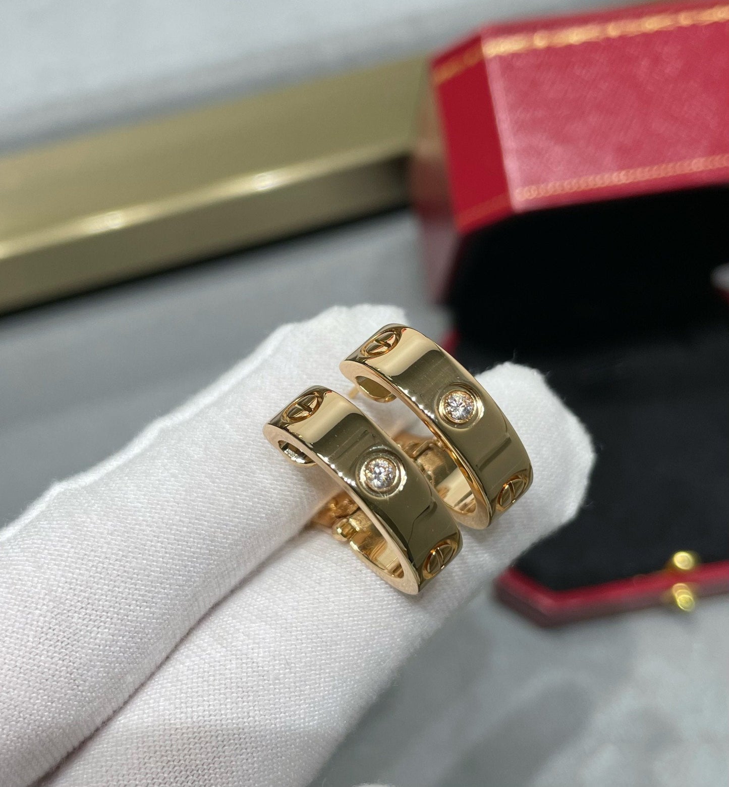 [Marin-Jewelry]LOVE 5.5MM 1 DIAMOND EARRINGS