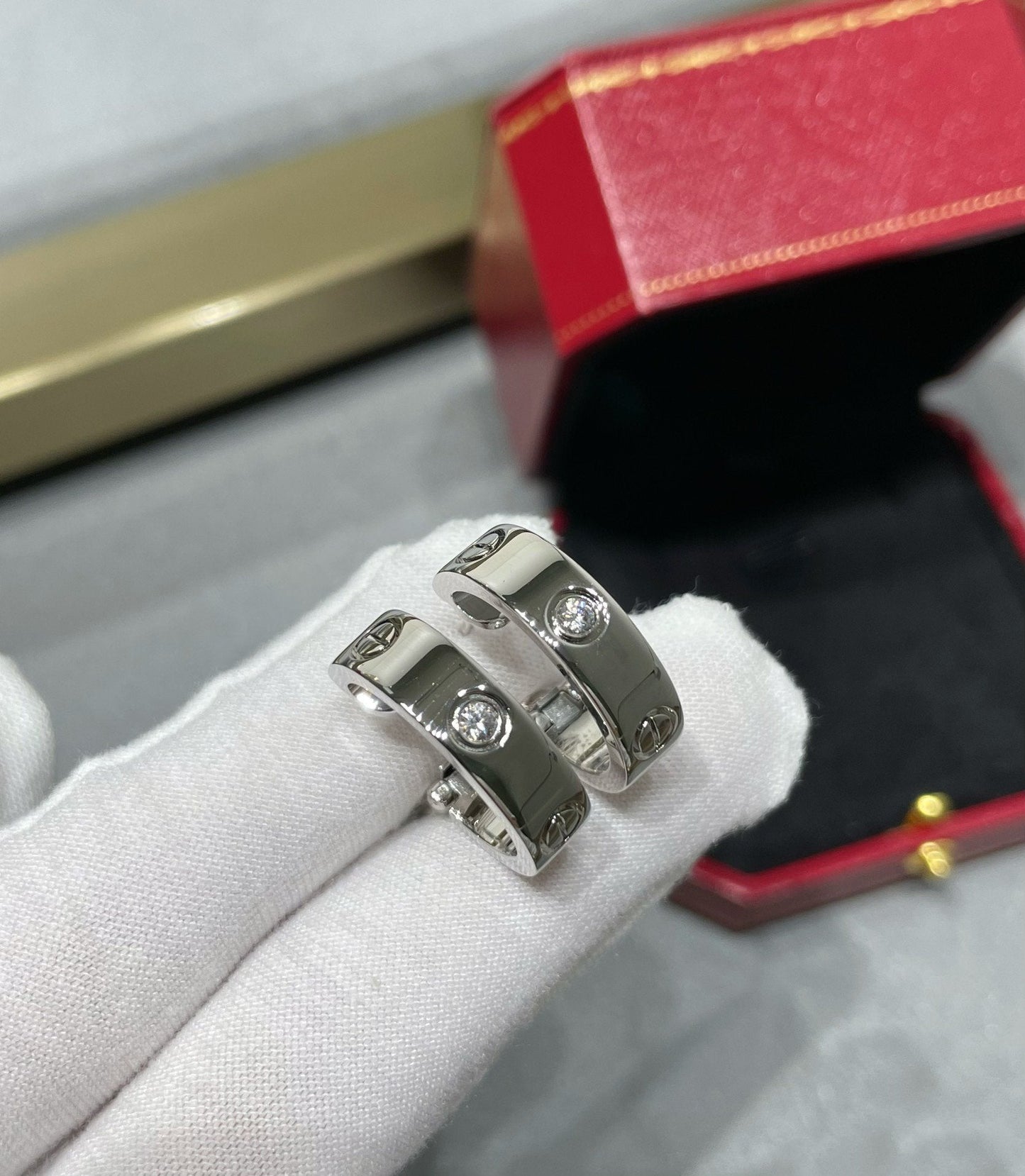 [Marin-Jewelry]LOVE 5.5MM 1 DIAMOND EARRINGS