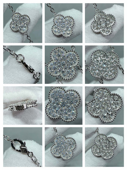 [Marin-Jewelry]CLOVER 6 MOTIF DIAMOND PAVED NECKLACE