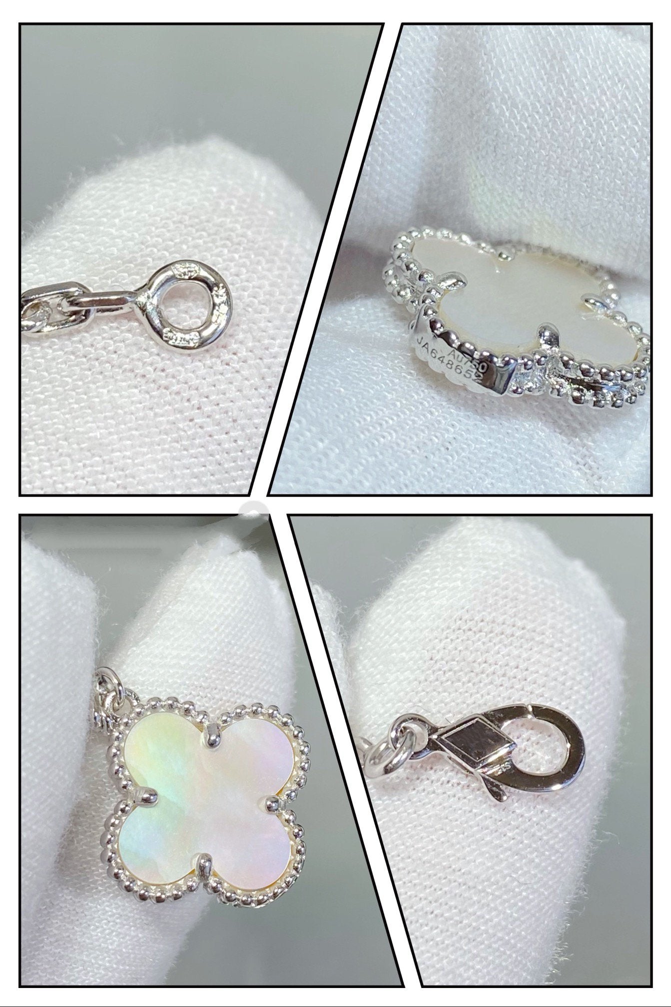 [Marin-Jewelry]CLOVER 5 MOTIF WHITE MOP SILVER BRACELET